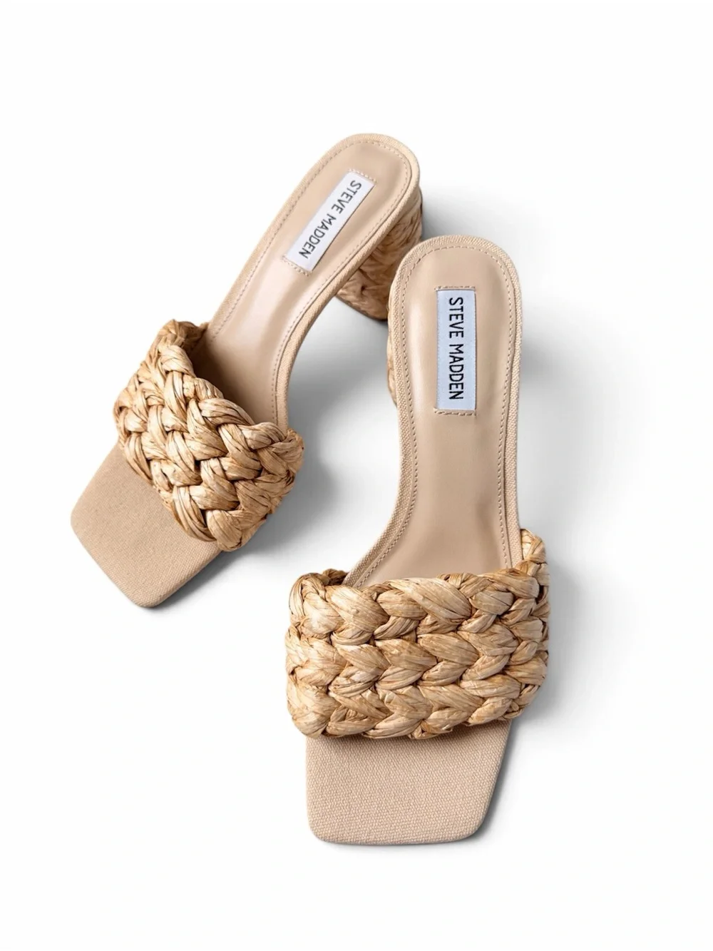 Steve Madden Woven Raffia Block Heel Sandals Size 9 Like New